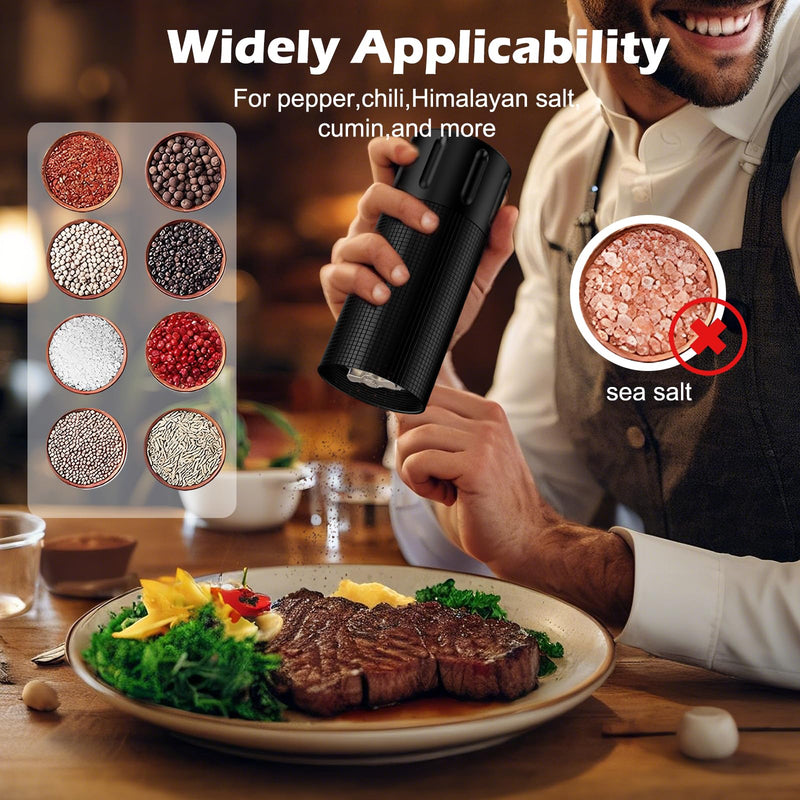 Professional Pepper Grinder Mill Manual - Aluminum Heavy Duty Pepper Mill, Aluminum Spice Grinder with Adjustable Coarseness and Stainless Steel Blade, High Output Black Spice Mill