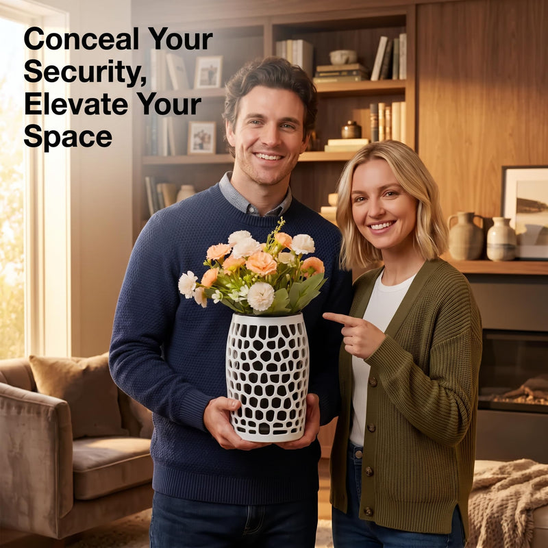 Camera Mount Cover Compatible with Ring Indoor Cam 1st 2nd Gen Vase | Hidden security disguise; Faux flowers included; Advanced engineering polymer; Built-in cord management