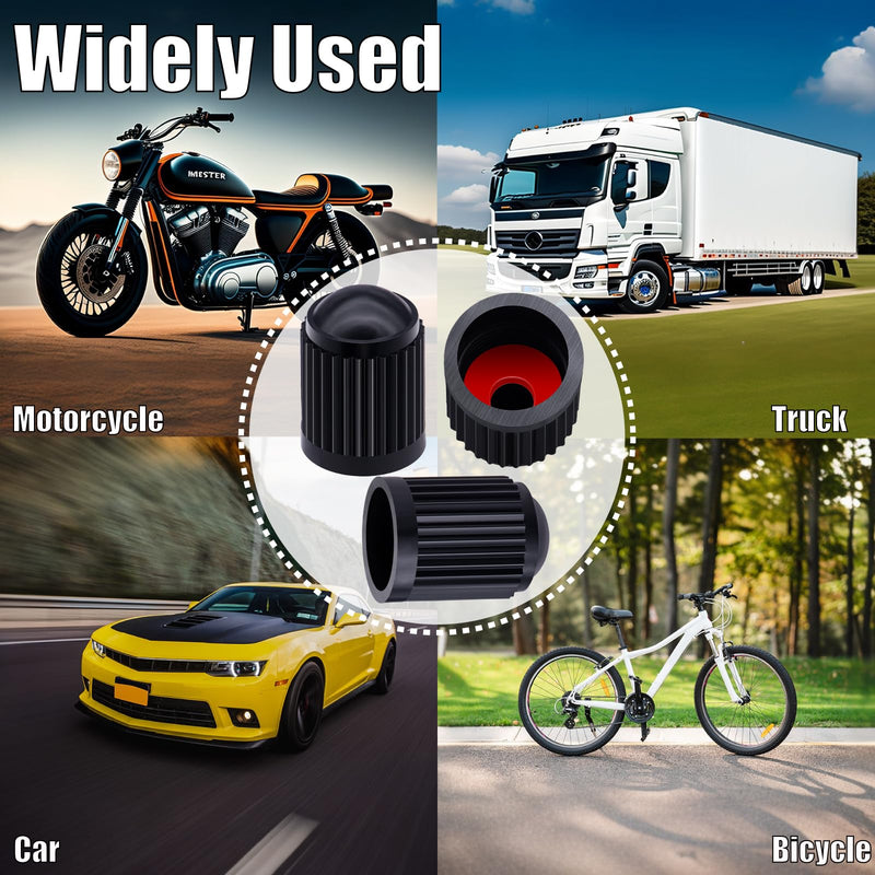 15PCS Plastic Tire Valve Stem Caps, Corrosion Resistant, with O Rubber Ring, Airtight Seal Heavy Duty Dustproof Tire Valve Stem Covers for Cars, SUV, Trucks, Bikes, Motorcycles, Bicycles(Black) 15 pcs Black