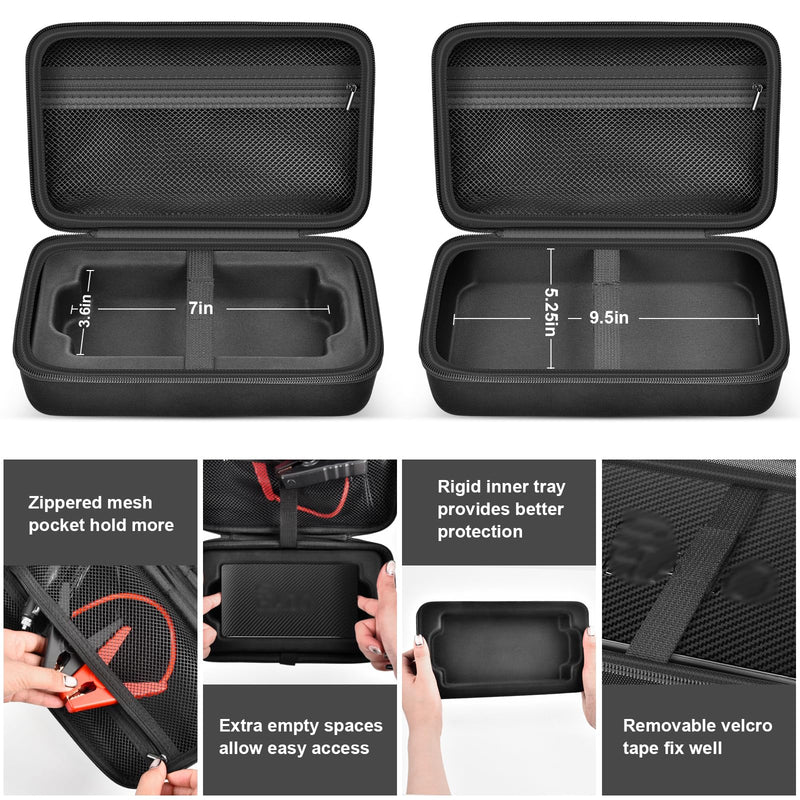 Case for Halo Bolt 58830/57720/ Air 58830/ ACDC Max 55500 mWh/Air + Portable Emergency Power Kit, Storage Holder for Air Nozzles, Extra Accessory, Car Jump Starter, and Charger- Black (Box Only)