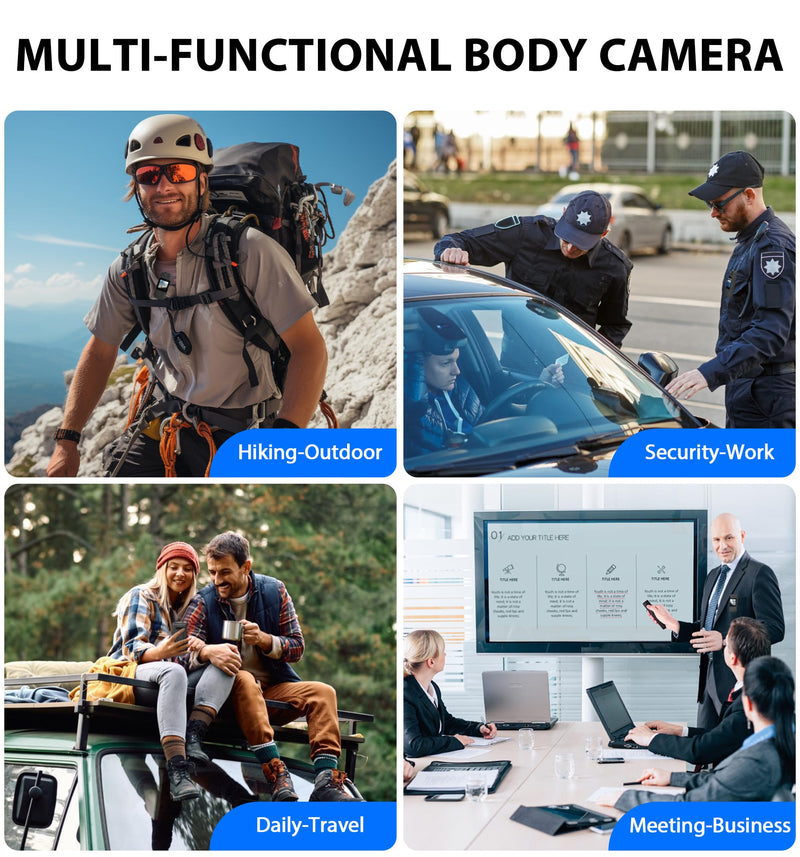4K Body Camera with Audio and Video Recording, 128G Mini Wearable Body Cam | 180° Rotating Lens, Night Vision, 15Hrs Battery, Magnetic Clip Portable Cameras for Sports Travel and Police Law Enforcement