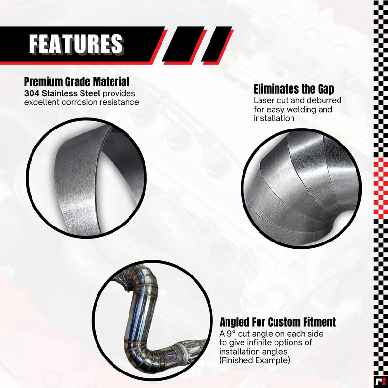 REMTUNE Brand 90 degree 3" 304 Stainless Steel Tight Radius Pie Cuts (Not Welded) - Laser Cut & Deburred for Custom Exhaust and Fabrication Projects (5pcs)