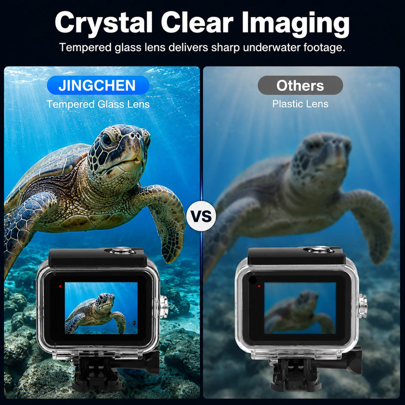 JINGCHEN Waterproof Case for GoPro Hero 13/12/11/10/9 Camera Dive Housing | 60M/196FT Protective Underwater Camera Housing Gopro Accessories for underwater photography & snow outdoor adventures