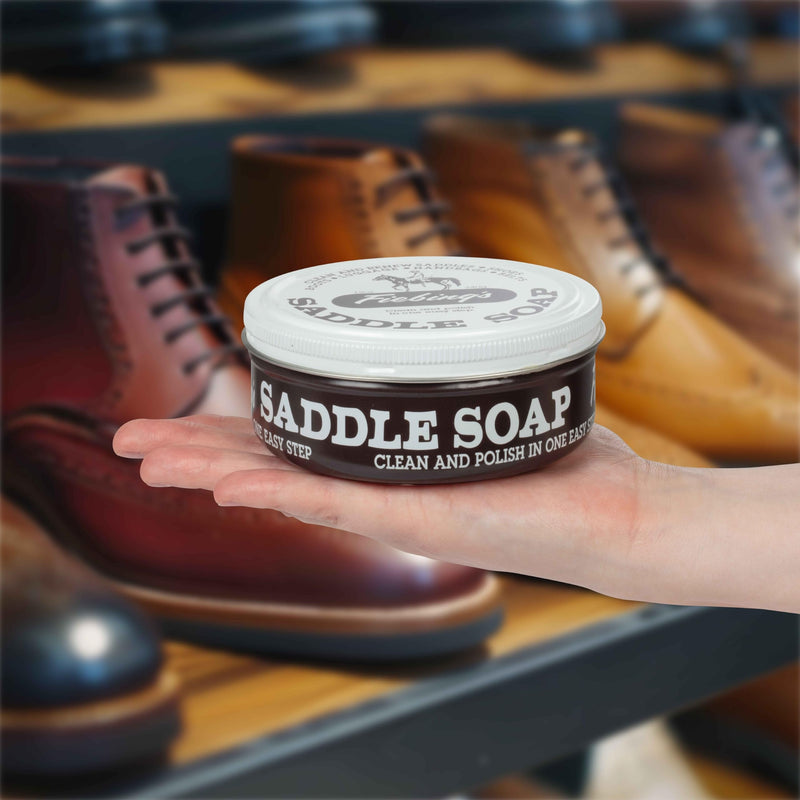 Fiebing's White Saddle Soap for Leather (12 oz Tin) - Cleaner & Conditioner to Soften, Protect & Restore Leathercraft - Soap for Car Seat, Couch, Shoe, Purse, Boot, Bag, & Saddles Unscented 12 Ounce (Pack of 1)