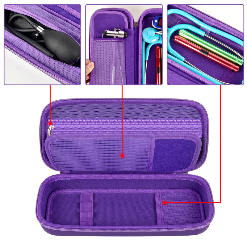 Stethoscope Case Compatible with 3M Littmann Classic III/for MDF Instruments/for Paramed/for FriCARE Monitoring Stethoscope, Extra Room for Doctor & Nurse Accessories-Purple Purple