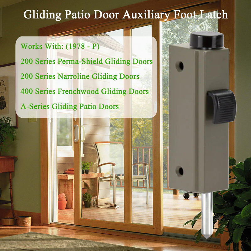 Gliding Patio Door Auxiliary Foot Lock Compatible with Andersen OEM Part #1997220 (1978 to Present), 2-13/16" Mounting Hole Centers, Stone Diecast