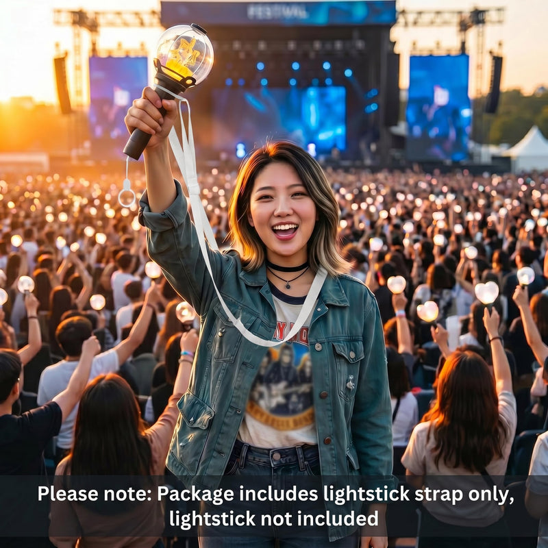 Kpop Lightstick Strap Lanyard - Set of 2 Adjustable K Pop Light Stick Crossbody Carrier Shoulder Strap, K-pop Body Carry Event Strap, Star Accessory Concert Essentials for Display Idol Fans White
