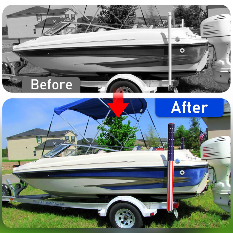 2PCS 48" USA Boat Trailer Guide Pole Cover, Heavy Duty Neoprene Canvas Boat Trailer Capped Guide Pole Pad Cover, Waterproof Marine Trailers Guidence Poles Cover for Fishing Boats Sailboat Trailers 2PCS 48"