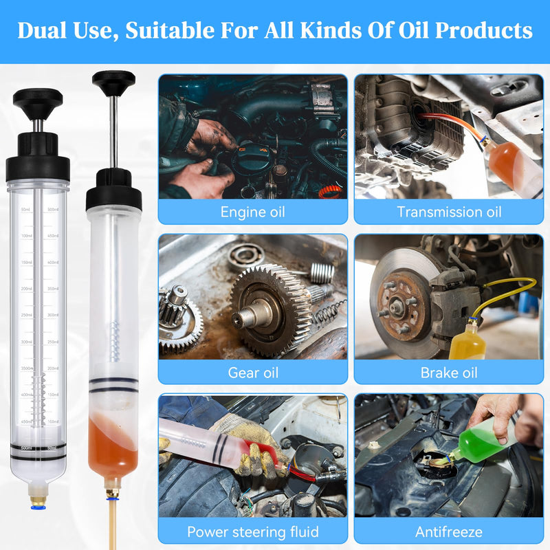 Gisafai 500cc Fluid Extractor Automotive Pump Manual Oil Extractor Pump Syringe for Gasoline Hand Cleaner for Power Steering, Hydraulic Fluid(Black) Black