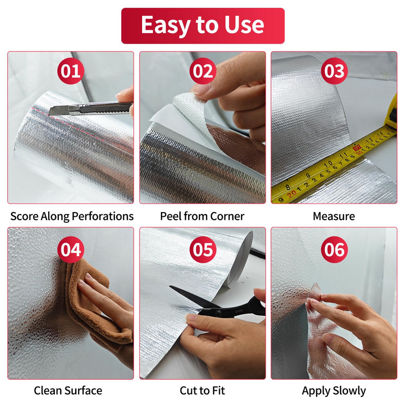 11.8'' X 118.1'' Aluminized Heat Shield Tape, Fiberglass Insulation Thermal Barrier Self Adhesive Backed Blanket Mat Reflective Material High Temp Protection 11.8 x 118.1 Inch