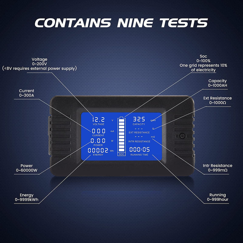 DC Multifunction Battery Monitor Meter with Shunt,0-200V,0-100A, LCD Display Digital Current Multimeter Voltmeter Ammeter for Cars RV Solar,Widely Applied to 12V/24V/48V RV/Car Battery… DC 100A Battery Meter