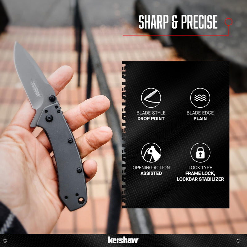 Kershaw Cryo Pocket Knife, EDC Knife with Speedsafe Assisted Opening, 2.75 Inch Stainless Steel Blade, Multiple Styles 1555TI