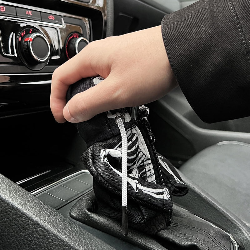 HXOUSE Skull Gear Shift Hoodie - Easy to Put & Remove Shifter Hoodie with Zipper, Soft & Comfortable Fabric Shift Knob Hoodie Fits Most Car Shifters Enhance Your Driving Experience