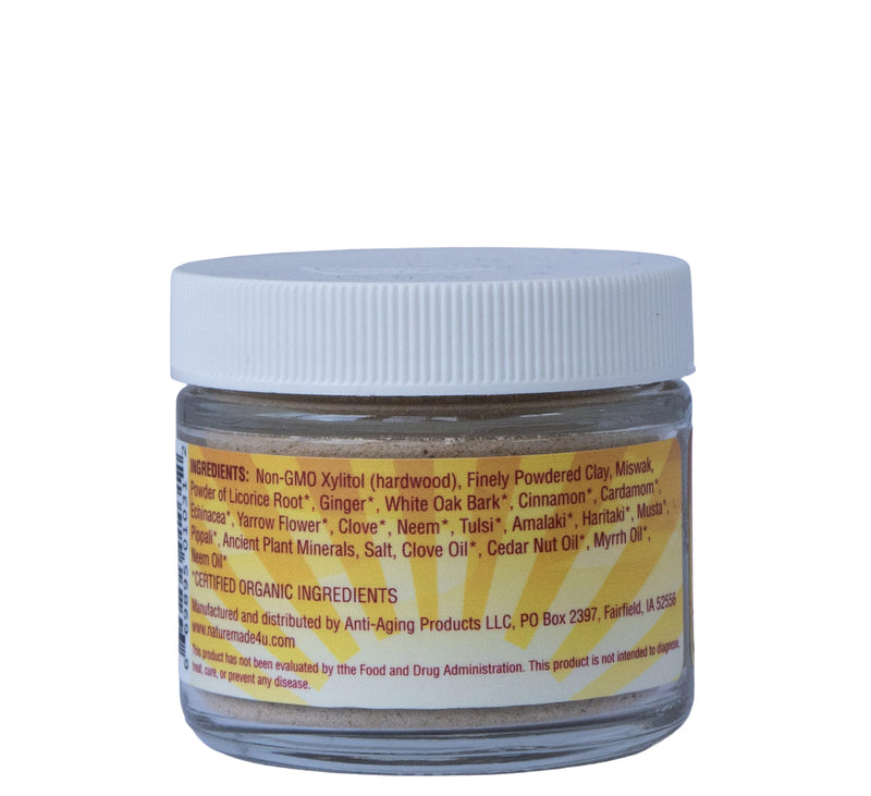 SuperComfort Rescue Teeth & Gum Powder, Natural Herbal Tooth Powder, 2 fl oz Glass Jar, Cardamom Flavor, Toothpaste Alternative for Gums & Enamel Health, Fluoride Free Oral Care, Organic, Non GMO