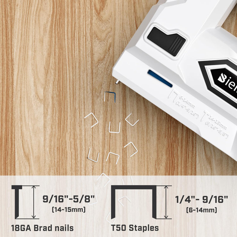 Bielmeier Electric Staple Gun, 2 in 1 Lithium-ion Electric Stapler, 4V Cordless Brad Nailer Kit with Staples Nails, USB Charger, Power Tacker for Upholstery, Material Repair, Carpentry, DIY Black