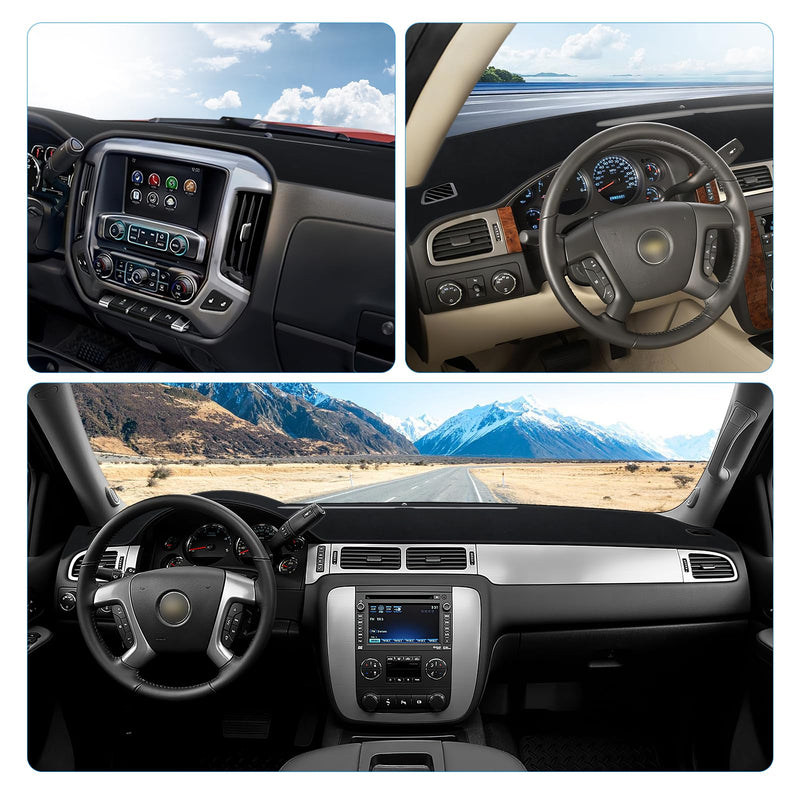 Dashboard Cover Dash Mat Compatible with GMC Sierra Chevy Silverado 2007-2013 Dash Covers - Models with Two Glove Boxes 2007-2013 Chevy Silverado