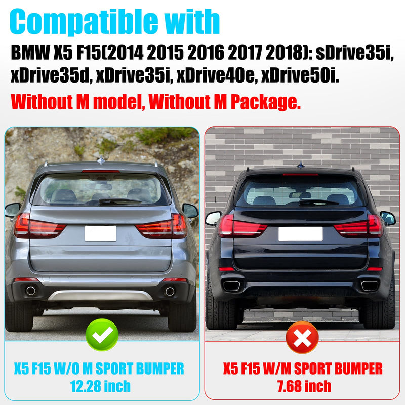  [AUSTRALIA] - Jaronx Compatible with BMW Rear Bumper Reflector for X5 F15 2014-2018, Left & Right Rear Bumper Red Marker Lights Lens Trim, Tail Reflector Light Replacement for BMW 63147290091 63147290092