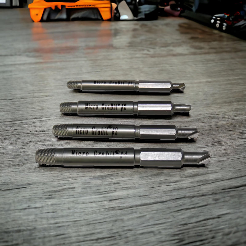 Alden 4507P Grabit Micro Broken Bolt Extractor 4 Piece Kit - Small Bolt and Screw Remover - Made in the USA