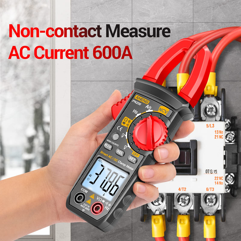 ANENG Digital Clamp Meter Multimeter Tester with AC/DC Current,Voltage, NCV Amp Ohm Volt 4000 Counts Meter Measures Capacitance, Resistance, Diodes, Continuity Frequency Backlight Electrican Tools 4000 Counts AC/DC Current