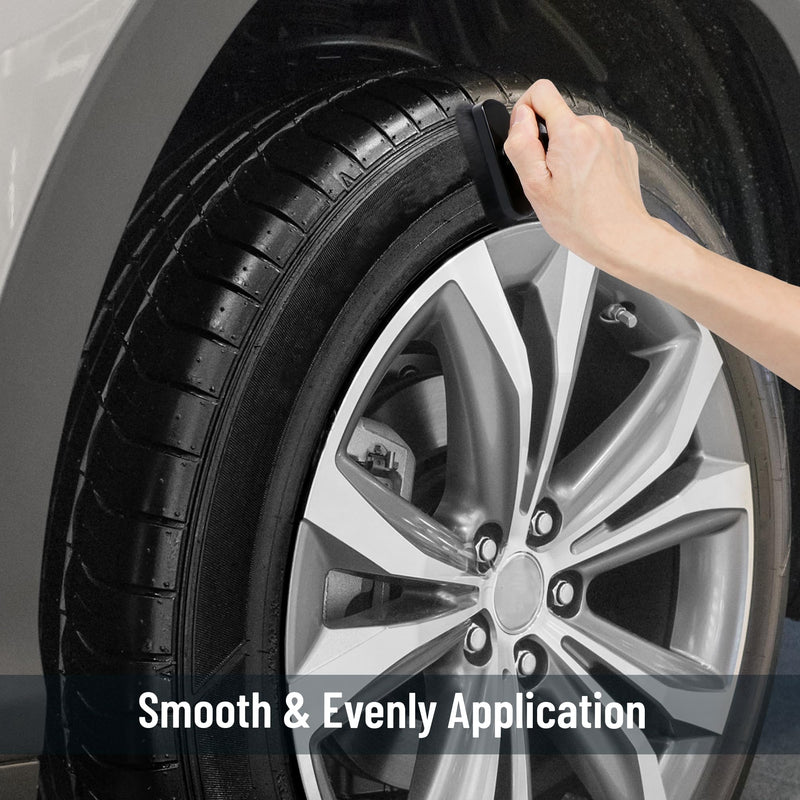 Car Tire Shine Applicator,Large Vegan Tire Shine Brush - Automotive Tire Dressing Applicator Brush with Storage Stand for Tire Detailing & Car Wash Kit, Black, 3.6 Inch Length (Black) 1