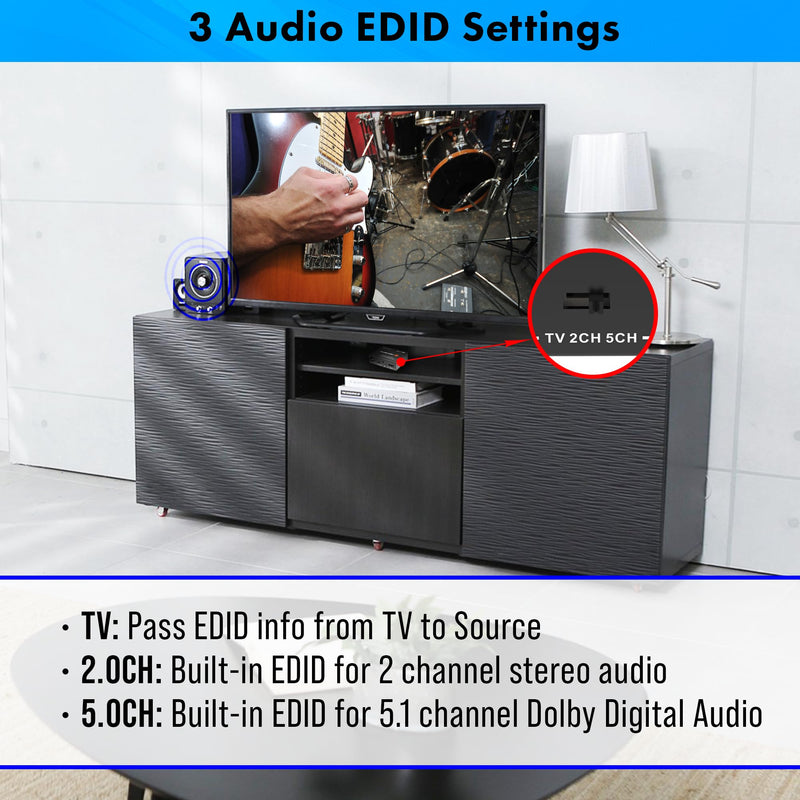 J-Tech Digital HDMI Audio Extractor 4K 60Hz & ARC Support, HDMI to RCA Optical Compatible with Dolby Digital DTS Stereo for Laptop Blu-Ray Gaming Consoles (JTECH-AE4KA) 4K 60Hz Audio ARC Extractor