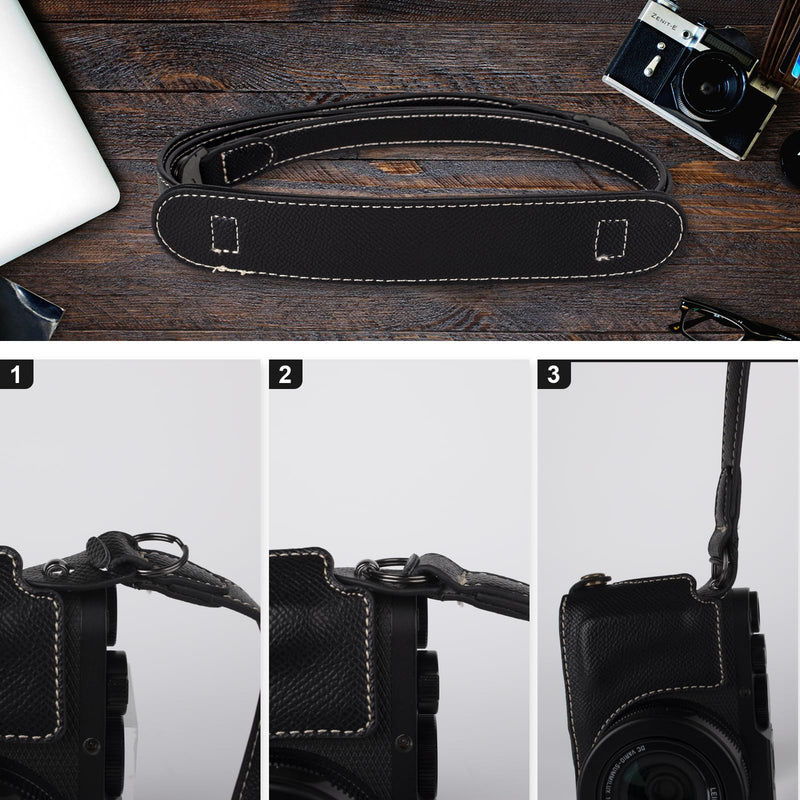 VOVMOEYA Protective Camera Case Kit for Leica D-LUX8 Camera,for Leica DLUX8 Half Case D-LUX 8 Camera Cover with Front Lens Cap with Shoulder Strap-Black BLACK