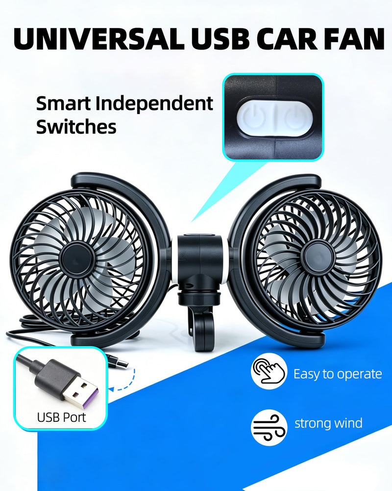 CONPEX Fan for Car Back Seat, Car Fan for Baby Rear Facing, Quiet Brushless Motor, 3-Settings, 360°Rotatable, 5a/2v Usb Carseat Fan for Vehicles Suv Rv