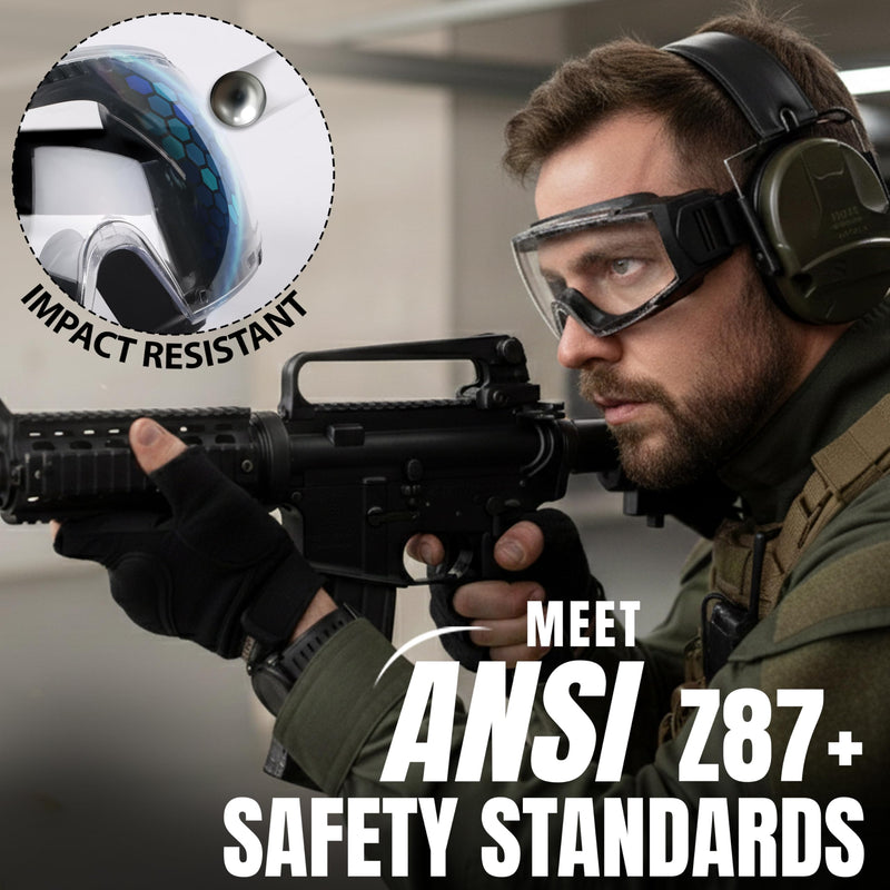 BISON LIFE SplashPro, Safety Goggles Over Glasses, ANSI Z87.1 Anti-Fog Safety Goggles, Impact & Scratch Resistant, Eye Protection Over Prescription Glasses, Adjustable Strap, Lab & Work Goggles