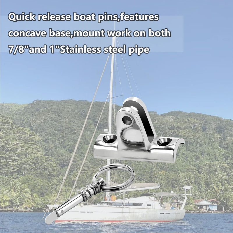 Boat Bimini Top Deck Hinge Concave Base 316 Stainless Steel Deck Hinge 90°Fitting Bimini Top Hardware,Bimini Top Hinge Bimini Brackets for Boats with Quick Release Pin Pack of 2