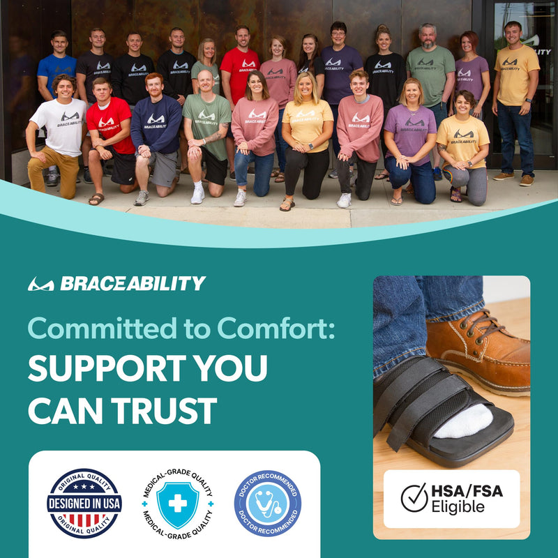 BraceAbility Post Op Shoe - Adjustable Orthopedic Medical Walking Boot for Broken Foot, Broken Toe, Stress Fracture and Injuries, Universal Cast Shoe for Men and Women After Foot Surgery (M - Female) Medium (Women's 6-7 / Kids' 4.5-5.5)