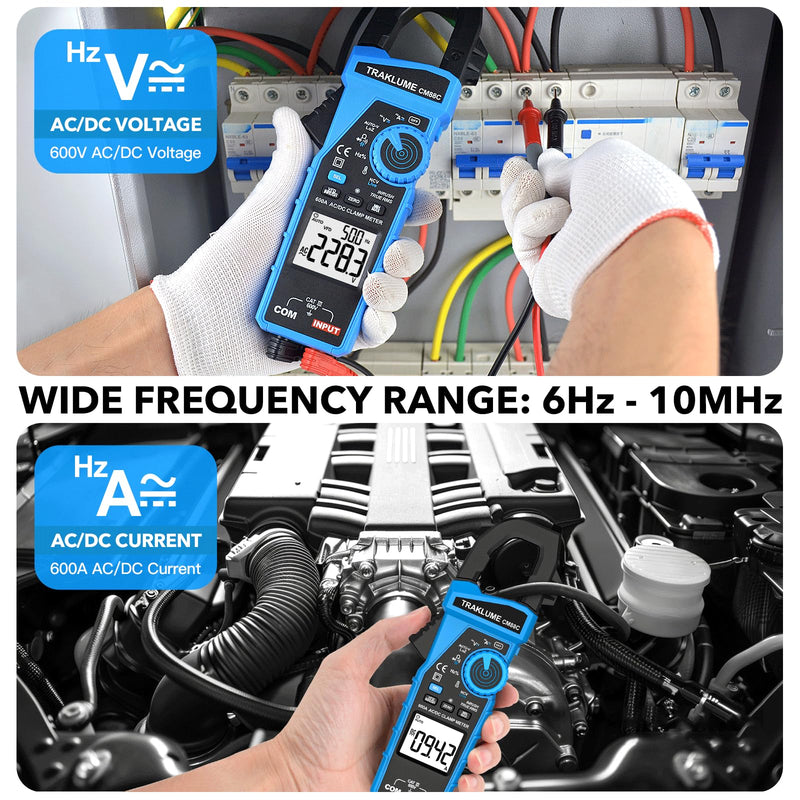 Clamp Meter Multimeter 6000 Counts Amp Meter Clamp AC/DC Current & Voltage Amp Clamp Multimeter Auto-Ranging with Resistance, Capacitance, Frequency, Diodes, Continuity, Temp, NCV, Ammeter Amperimetro AD/DC 600A