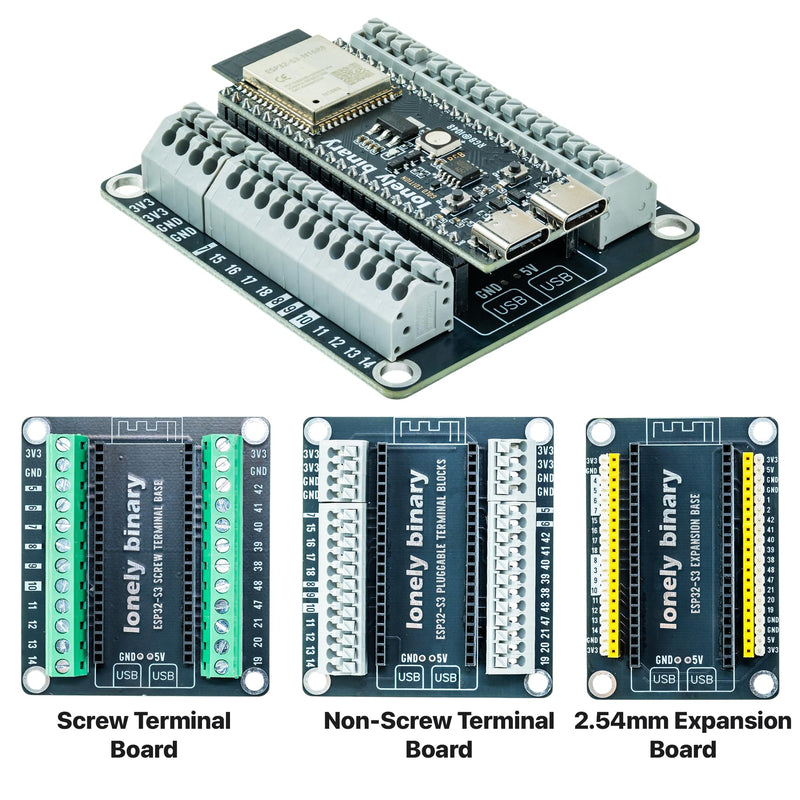 3-Pack ESP32-S3 N16R8 Gold Edition Kit with 16MB Flash, 8MB PSRAM, Expansion Boards, Terminals, Data Cable & Tutorials - Lead-Free Gold Finish Compatible with Arduino IDE & MicroPython 3-Pack All-Terminals Gold Kit