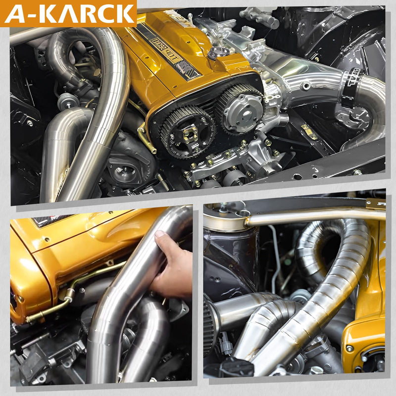 A-KARCK 304 Stainless Steel Pie Cuts, 3'' Exhaust Pipe with Laser Cut 5 Pcs（polishing） 3.0inch
