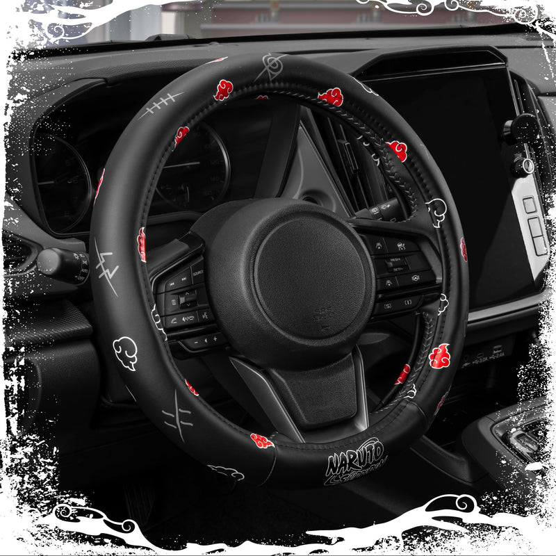 Naruto Shippuden Car Steering Wheel Cover, 15 Inch Anime Steering Wheel Cover, Cushioned Soft Comfortable Cover Anime Car Accessories for Men Women, Akatsuki Naruto Akatuski