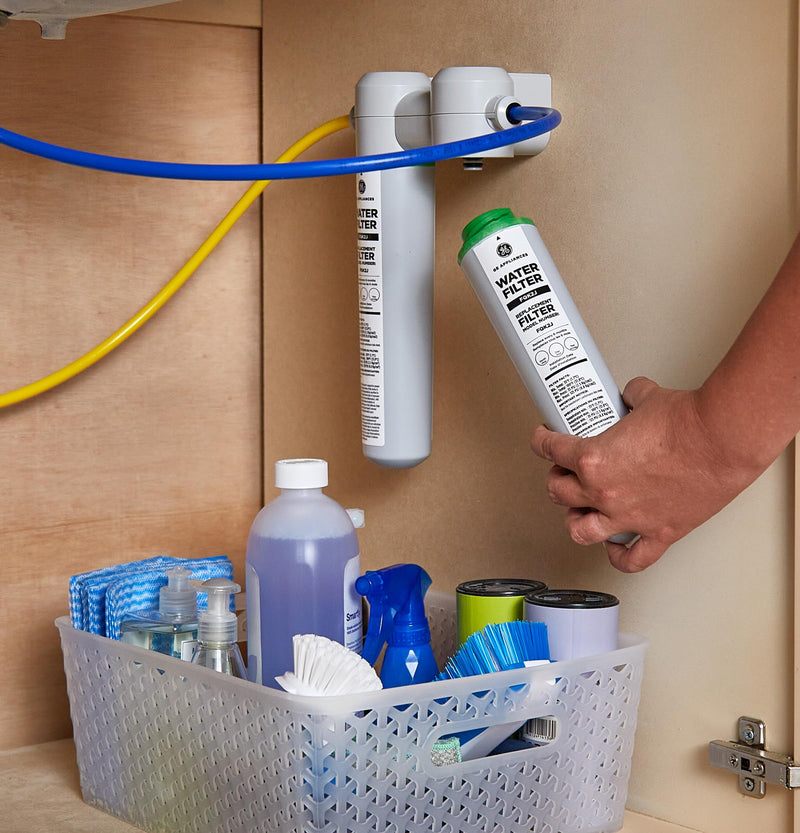 GE Under Sink Water Filter Replacement, Dual Flow, Reduces Sediment, Rust & Other Impurities from Water, Fits GXK255TBN Under Sink Filtration System, Replace Every 6 Months, FQK2J, 2 Filters 2 Count (Pack of 1)