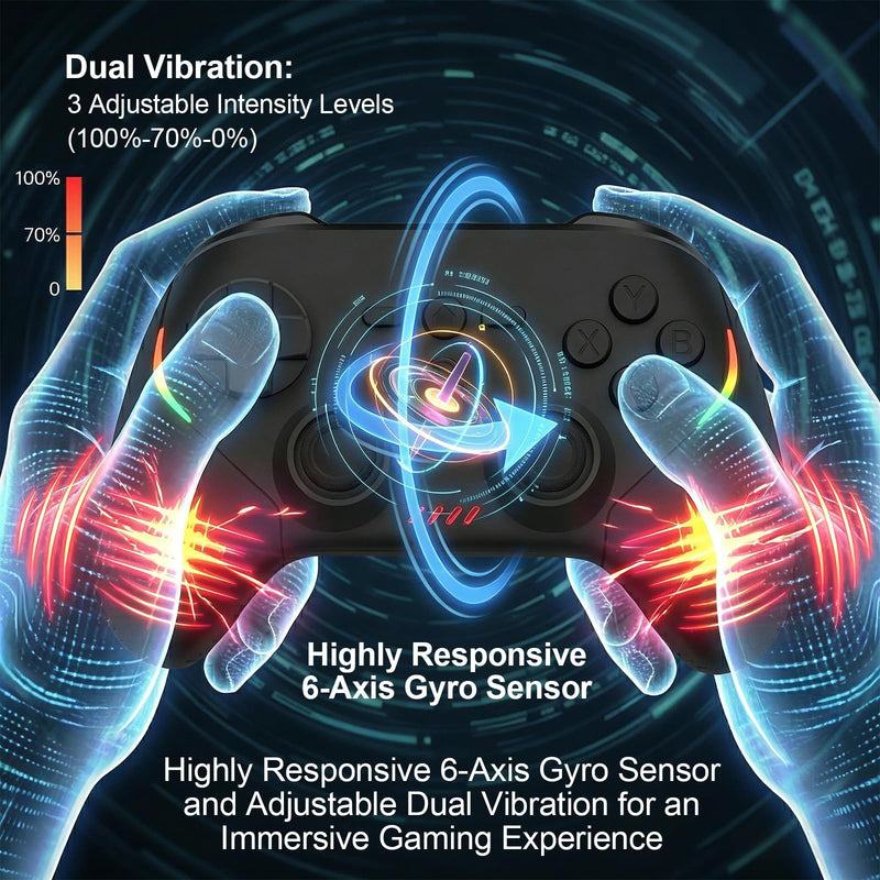 Megadream Phone Controller for PC/Switch 2|Swith/Android/iPad/Tablet/iPhone Controller - RGB light - Hall Effect Trigger/Joystick - Call of Duty, Roblox, Genshin Impact, Direct Play Black