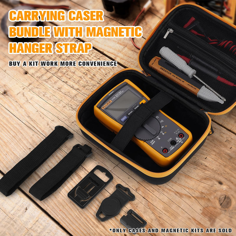 KingSung Hard Case Bundle with Magnet Hanging Strap for Fluke 117/115/116/114/113 Digital Multimeters carrying case bundle with magnetic hangin strap