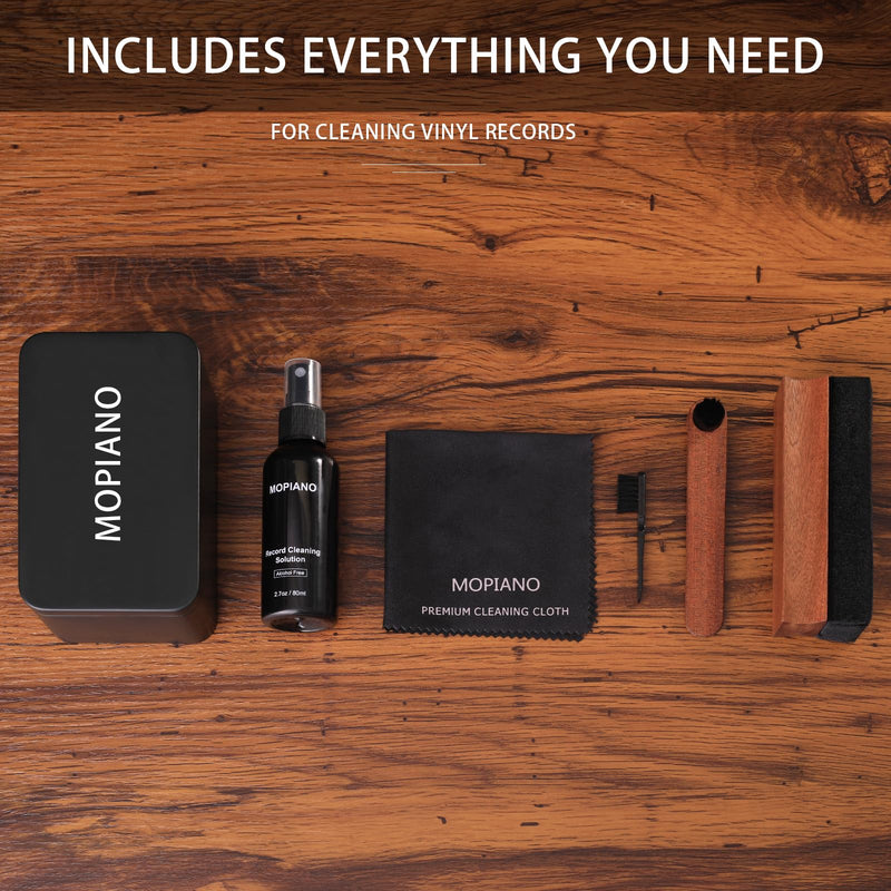 Vinyl Record Cleaning Kit|Complete 6-in-1 Vinyl Record Cleaner Kit for Albums|Includes Soft Velvet Vinyl Record Brush,LP Cleaning Liquid,Stylus Brush,Nylon Brush,Microfiber Cloth & Storage Box