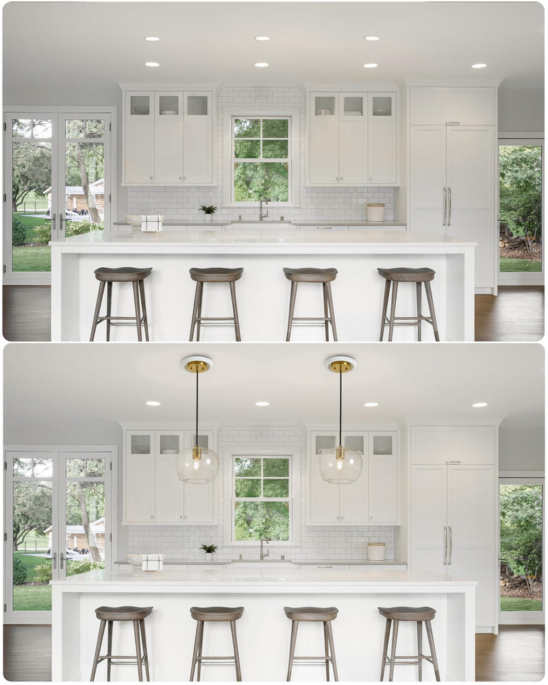 Luvkczc 2-Pack Recessed Can Light Conversion Kit for 5" and 6" Ceiling Fixtures - Pendant/Hanging Light Upgrade, Includes E26 Socket, Mounting Bracket, Round Ceiling Plate（White） White 2pcs