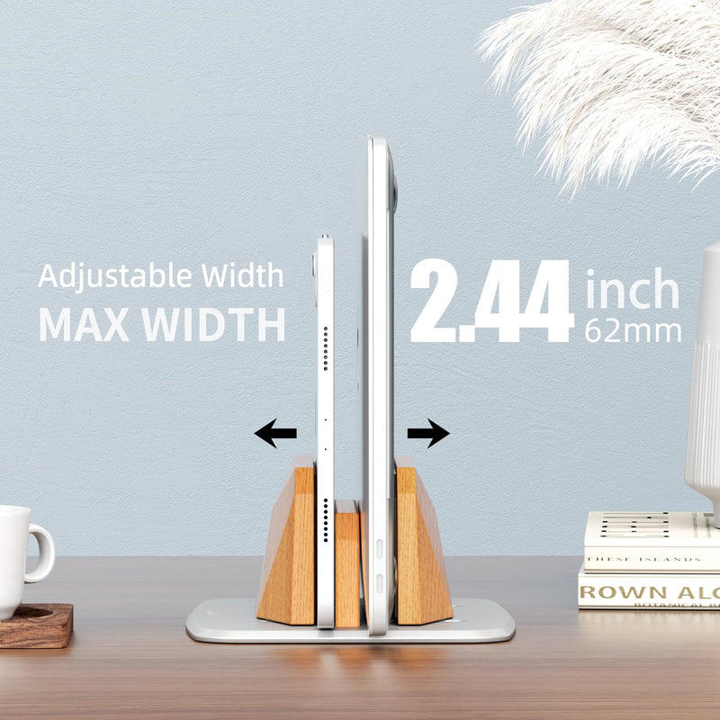 Vertical Laptop Stand - Dual Slots Wooden Adjustable Laptop Holder,Desktop Dock Compatible with All MacBook, Surface,Chromebook,Dell & More(Beechwood) Beechwood