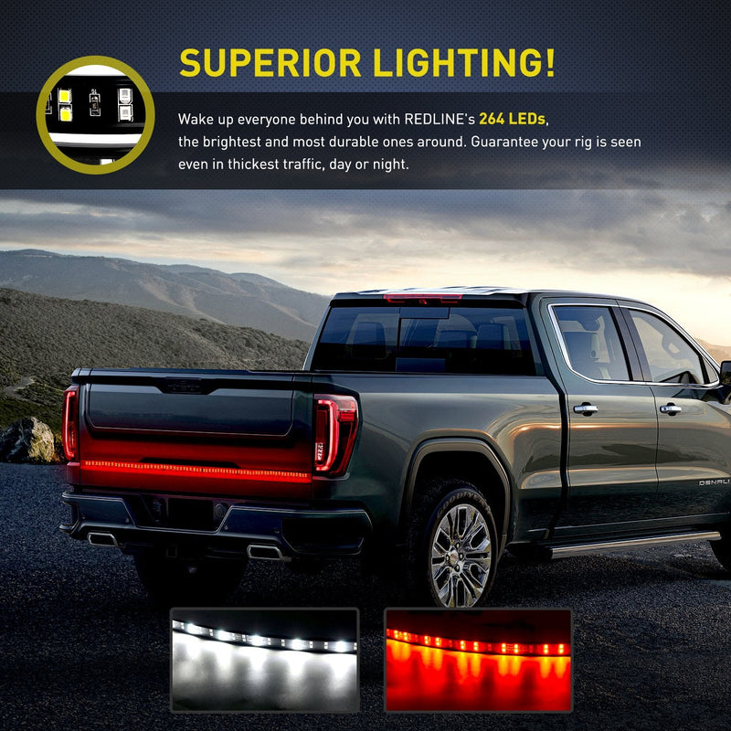Nilight 60 Inch Truck Tailgate Light Bar Double Row LED Flexible Strip Red Running Brake Turn Signal White Reverse Back Up Lighting Modes for Pick Up Truck SUV