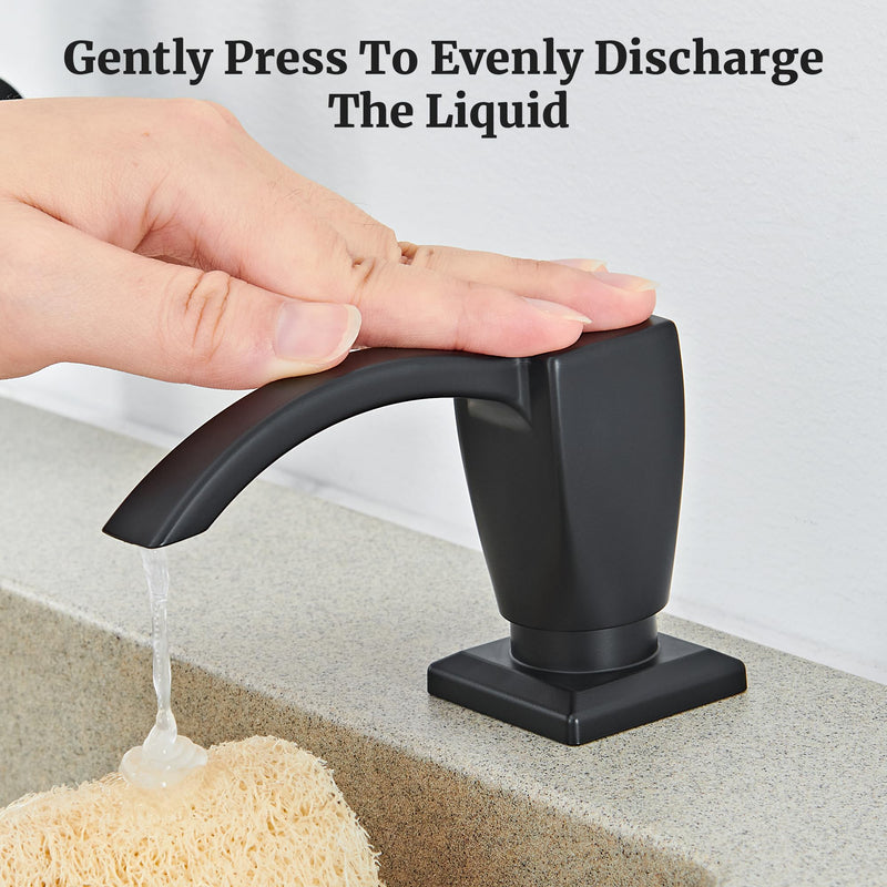 Ultimate Unicorn Kitchen Sink Soap Dispenser, Built in Soap Dispenser for Kitchen Sink, Under Sink Soap Dispenser Matte Black, ABS Plastic, with 13 Ounce Soap Bottle, U-SD001B U001