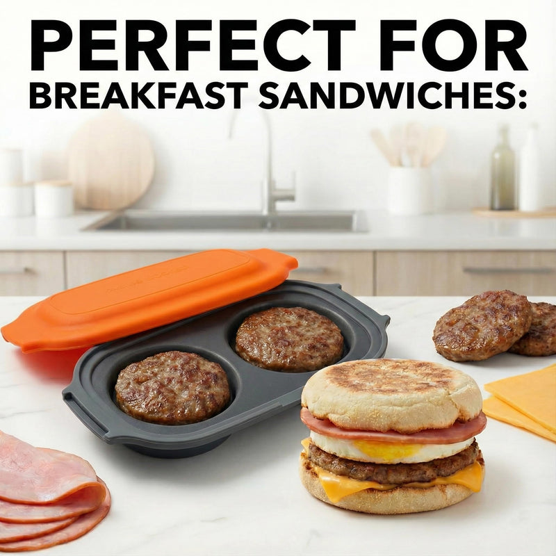 MACONEE Microwave Egg Fryer | Cooker & Poacher for Breakfast Sandwiches | Maker for 2 Eggs | Dishwasher-Safe & BPA-free