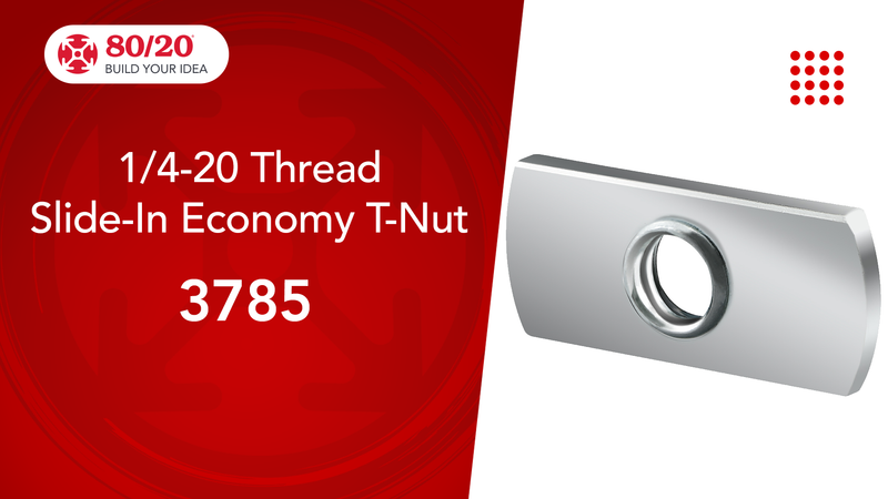 8020, 3785, 10 Series Steel 1/4-20 Centered Slide in Economy T Nuts Hardware Nuts for 1" 10 Series Aluminum Extrusions 80/20 (100 Pack) 100