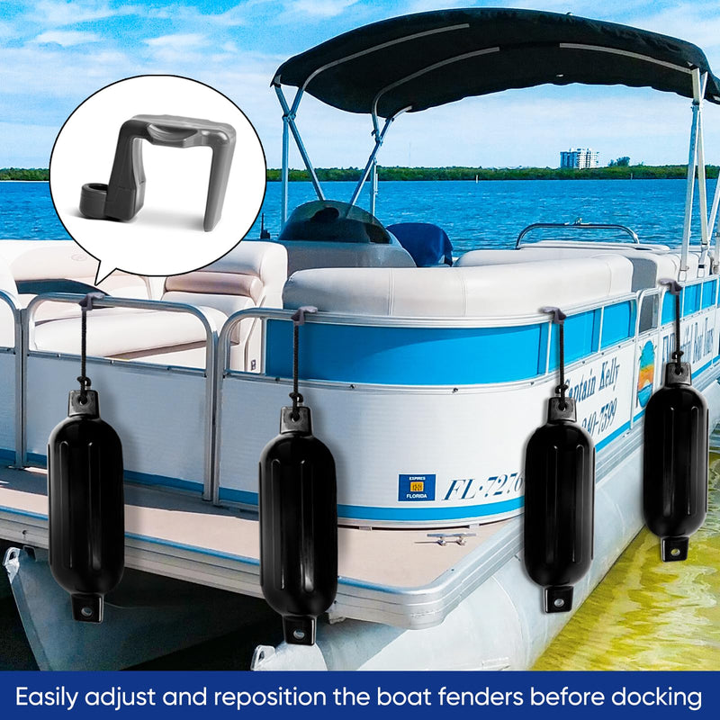 Boat Bumper Clips/Hangers/Adjusters/Cleats for Docking, Suitable for 1 Inch and 1.25 Inch Square Tube, Grey 4