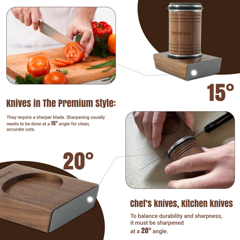 Rolling Knife Sharpener Kit – 15° & 20° Multi-Angle Magnetic Sharpener with Diamond Coated & Ceramic Honing Discs – Professional Knife Sharpening Tool for Kitchen, Chef & Home