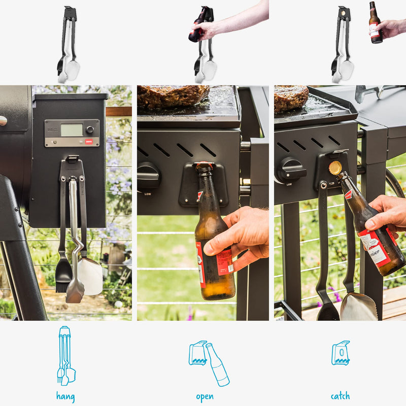 Dreamfarm Premium & Durable Barbecue Set with BBQ Brizzle, Clongs, Chopula, & Magnetic Utensil Holder - Stainless Steel