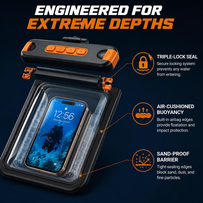 Sinkry Waterproof Phone Pouch Holder Underwater Dry Bay Case Outdoor Sports for Swimming Diving Floating Black