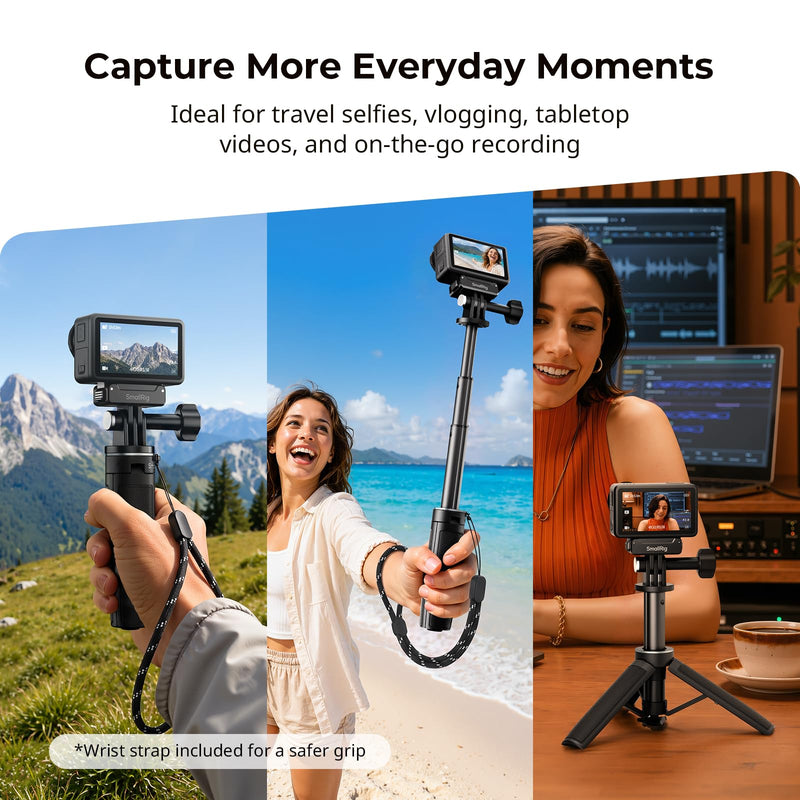 SmallRig One-Touch Open Action 6/Nano Selfie Stick Tripod, 5.2-12in | Detachable Adapter Only for DJI Action 6/Nano, 2 Prong Mount for DJI, for Insta360, for GoPro Action Cameras - 6149 for DJI Action 6&Nano
