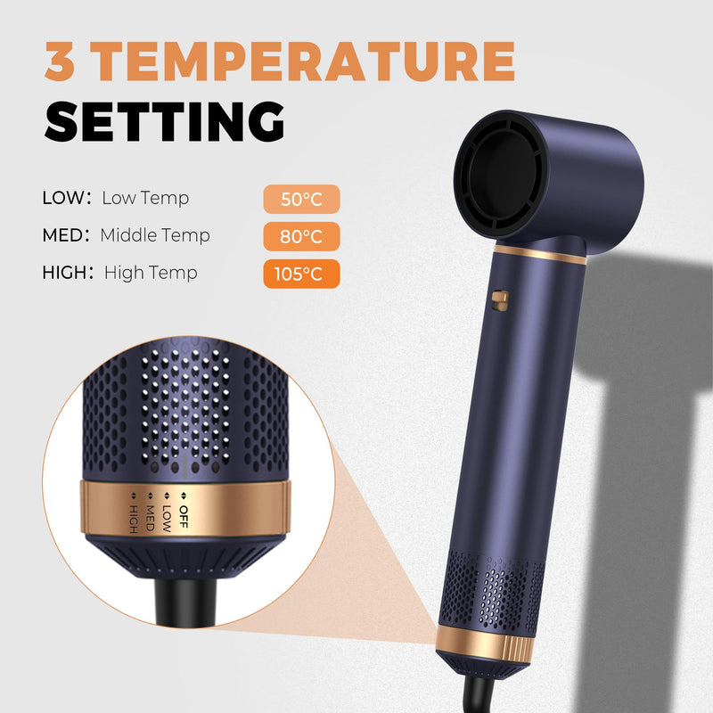 5 in 1 Hair Styler Airbrush Hairstyer Air Brush 5 in 1 Air styer | Airstyler Multi-Blow Dryer Brush Set with Curl, Straighten, Wavy, Smooth, Magic Styler for All Hair Types and Lengths Blue Gold
